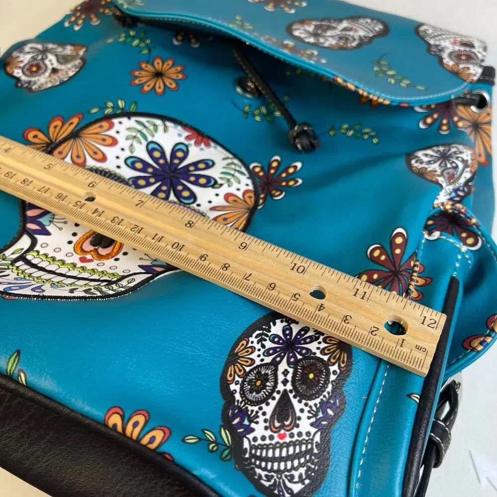Western Mexicana Skull and Flowers Backpack Turquoise NWT G45SUK-E